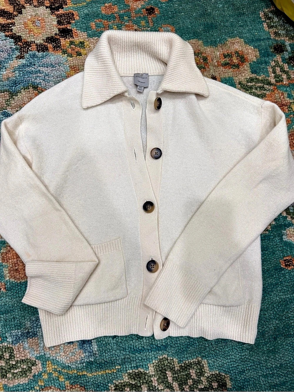 Nouveaux Cashmere Cardigan in Cream Size XS